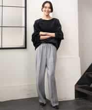 FMLJD01300 MICHEL KLEIN(ミッシェルクラン) [セットアップ対応]ラメチェックワイドパンツ ベージュ