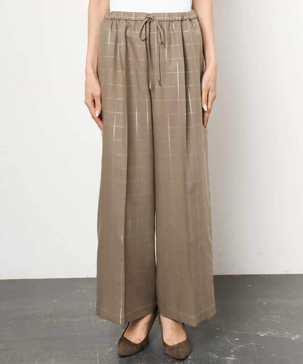 FMLJD01300 MICHEL KLEIN(ミッシェルクラン) [セットアップ対応]ラメチェックワイドパンツ ベージュ