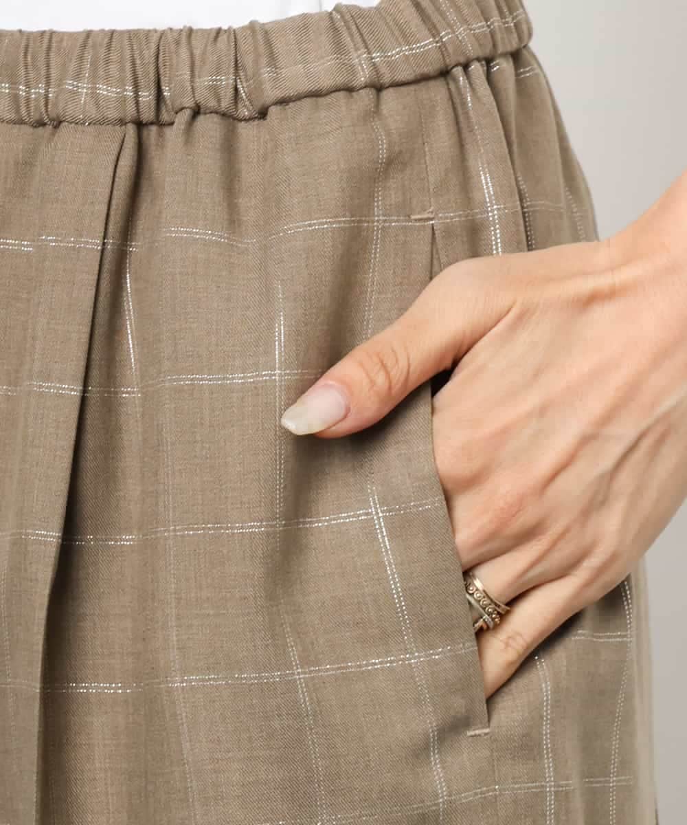 FMLJD01300 MICHEL KLEIN(ミッシェルクラン) [セットアップ対応]ラメチェックワイドパンツ ベージュ