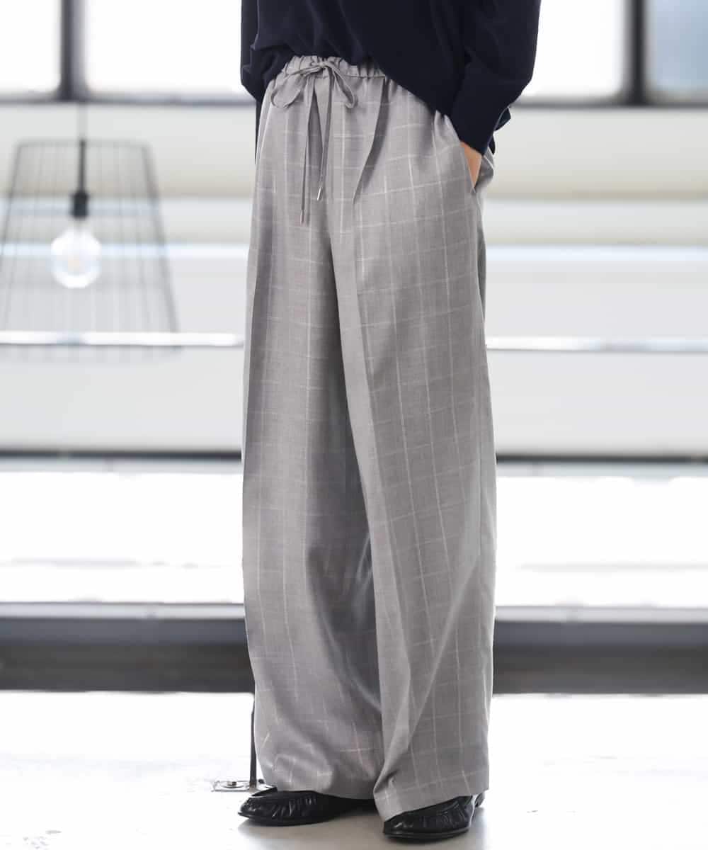 FMLJD01300 MICHEL KLEIN(ミッシェルクラン) [セットアップ対応]ラメチェックワイドパンツ グレー