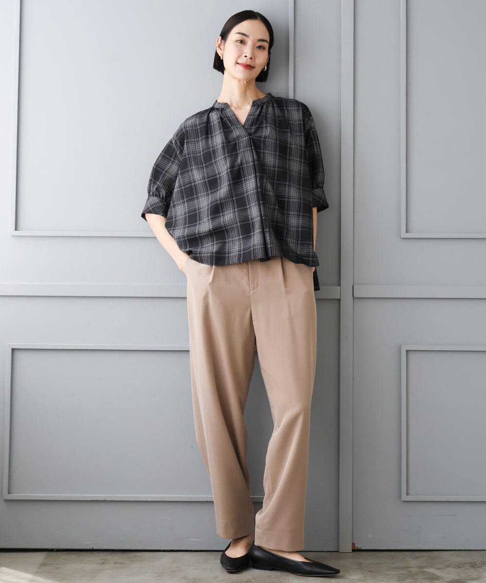 FMLJD02240 MICHEL KLEIN(ミッシェルクラン) [2WAY]ピーチタッチワイドパンツ ダークグレー