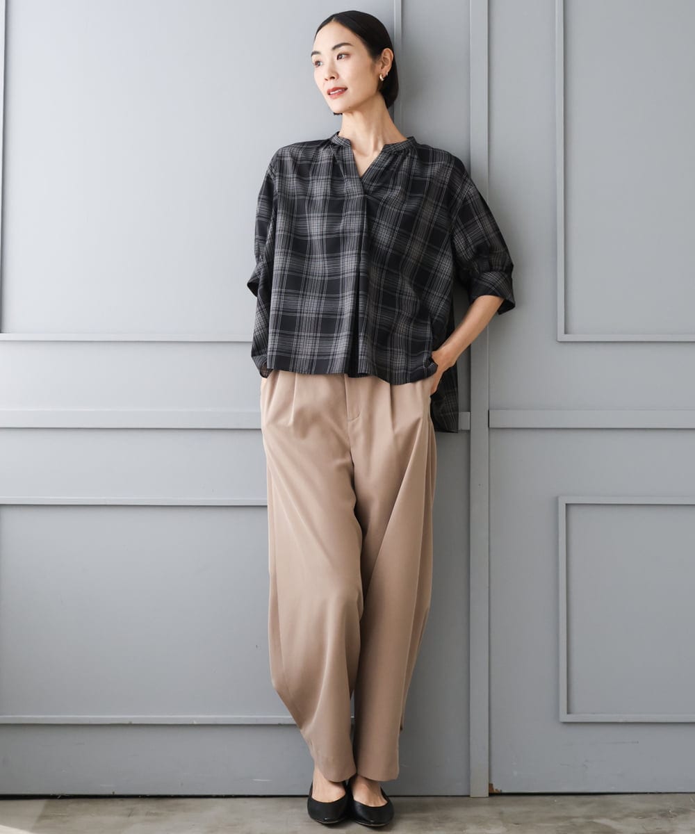 FMLJD02240 MICHEL KLEIN(ミッシェルクラン) [2WAY]ピーチタッチワイドパンツ ダークグレー