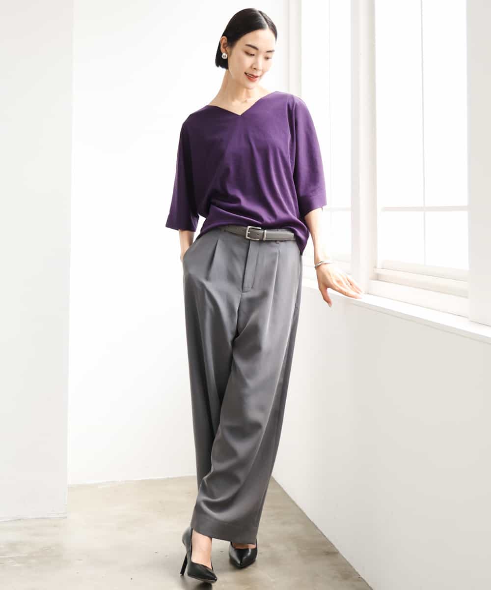 FMLJD02240 MICHEL KLEIN(ミッシェルクラン) [2WAY]ピーチタッチワイドパンツ ダークグレー
