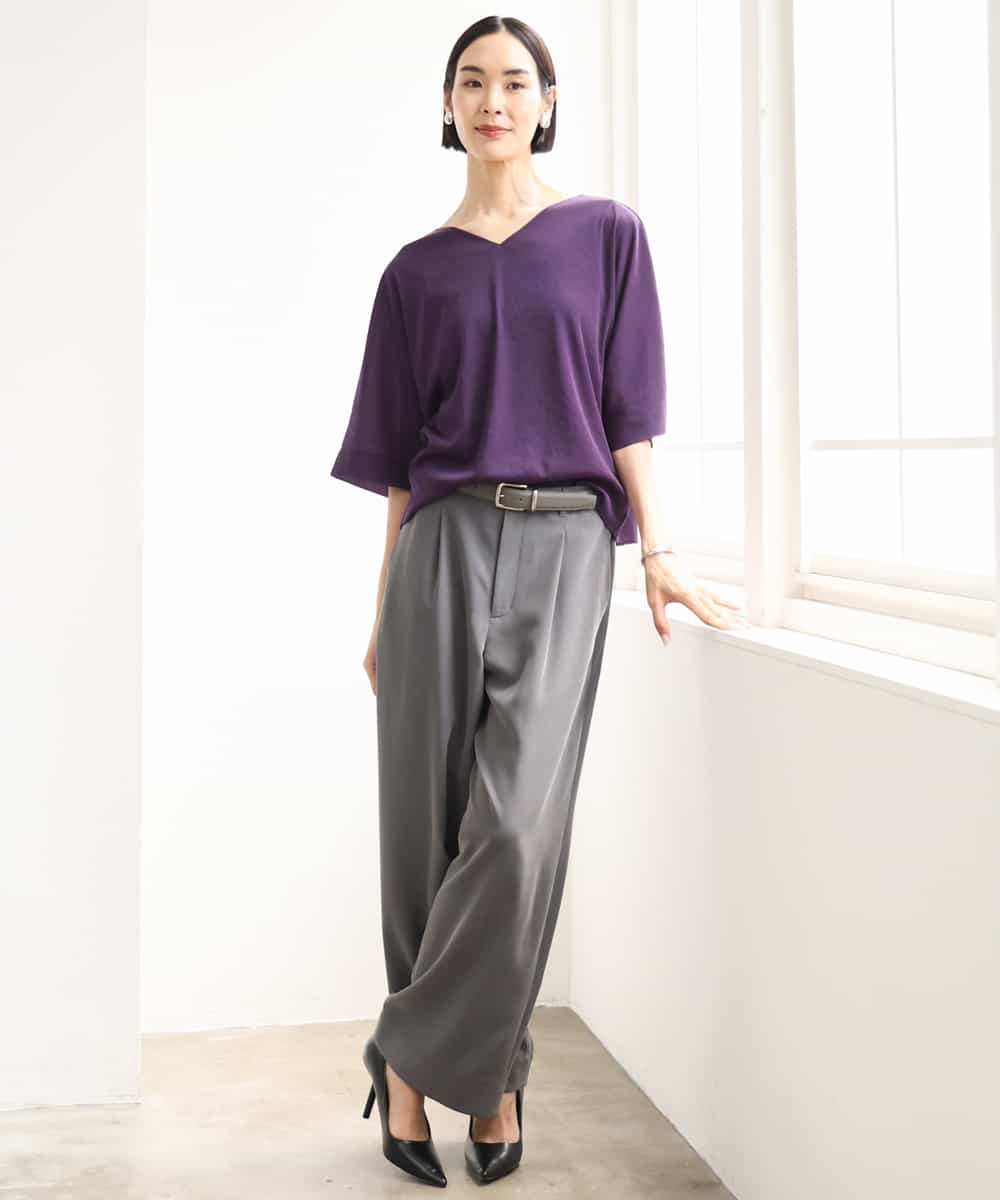 FMLJD02240 MICHEL KLEIN(ミッシェルクラン) [2WAY]ピーチタッチワイドパンツ ダークグレー
