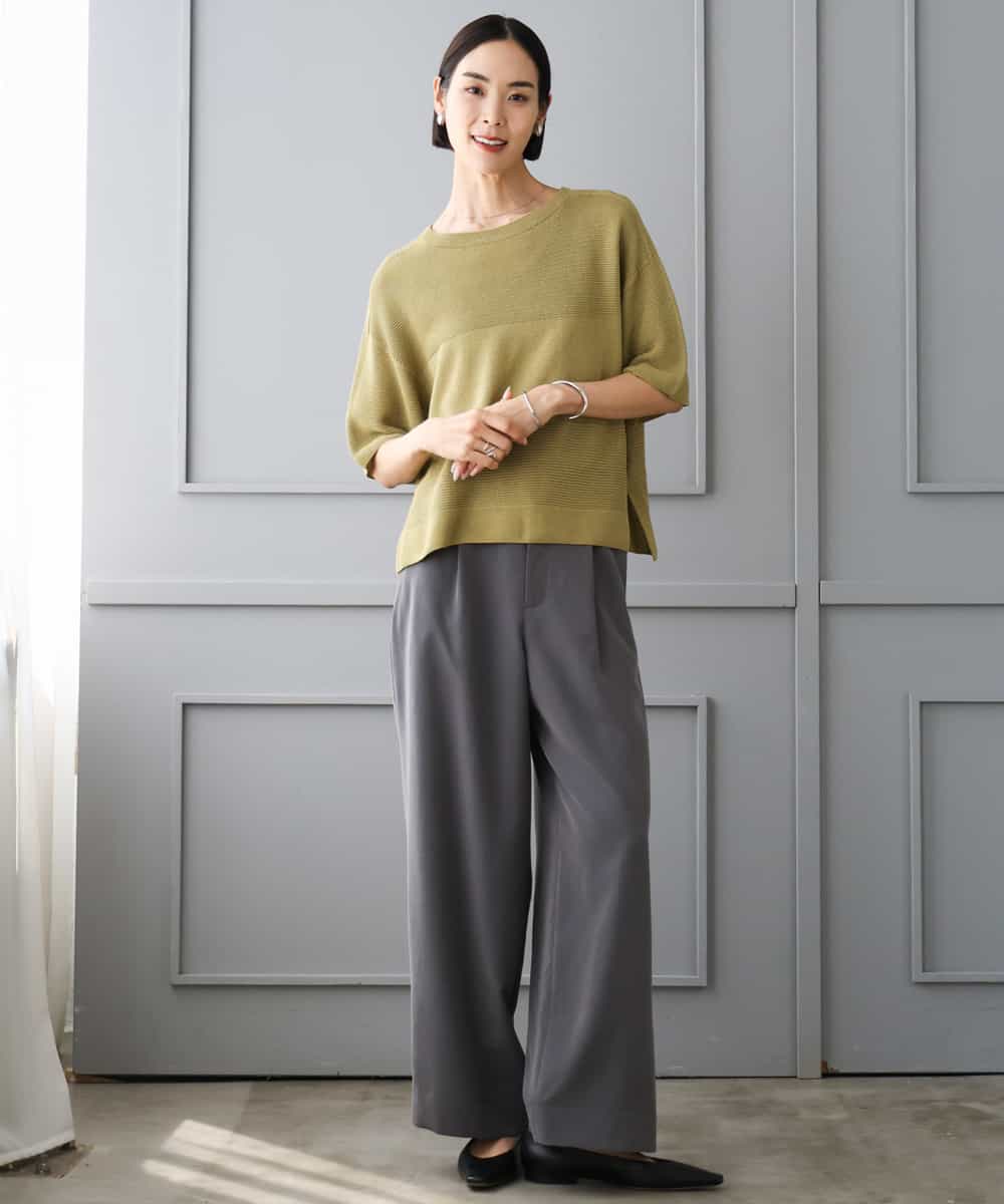 FMLJD02240 MICHEL KLEIN(ミッシェルクラン) [2WAY]ピーチタッチワイドパンツ ダークグレー