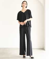 FMLJD03230 MICHEL KLEIN(ミッシェルクラン) [セットアップ対応]センタープレスワイドパンツ ブラック