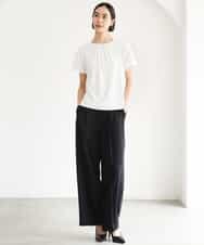 FMLJD03230 MICHEL KLEIN(ミッシェルクラン) [セットアップ対応]センタープレスワイドパンツ ブラック