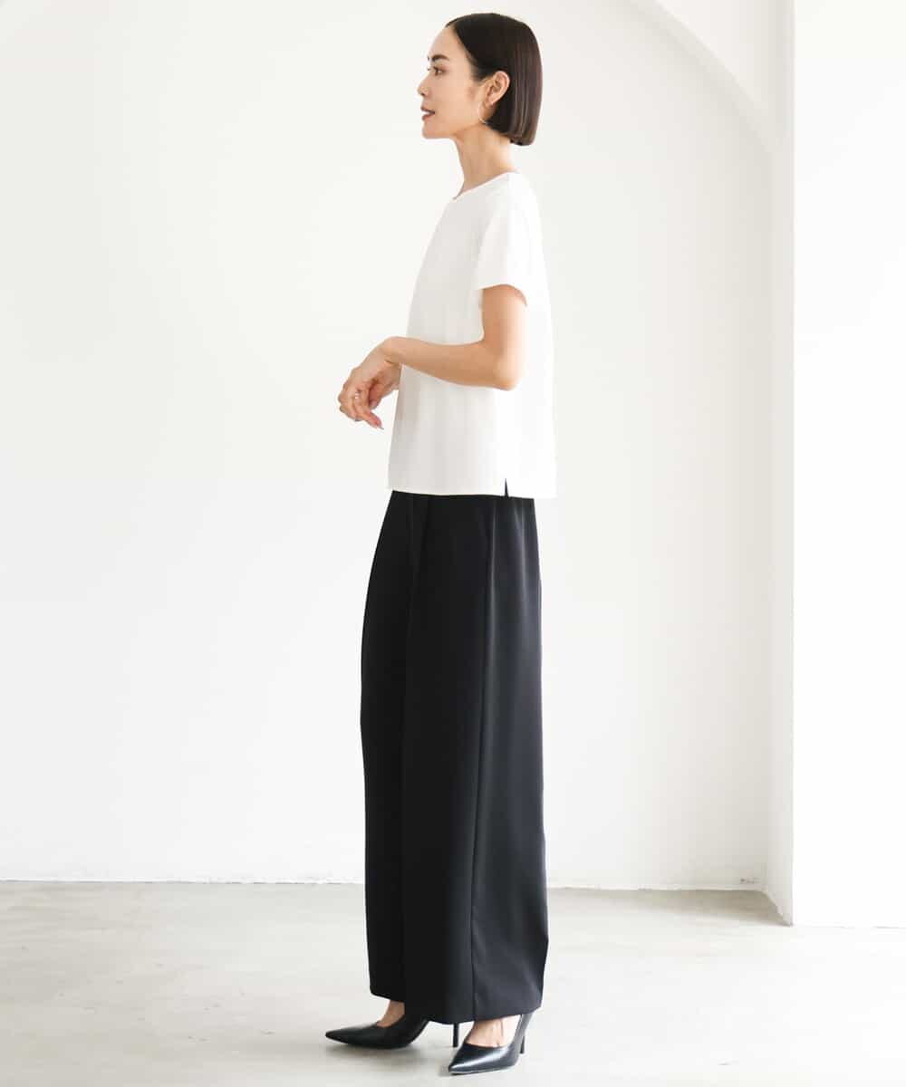 FMLJD03230 MICHEL KLEIN(ミッシェルクラン) [セットアップ対応]センタープレスワイドパンツ ブラック