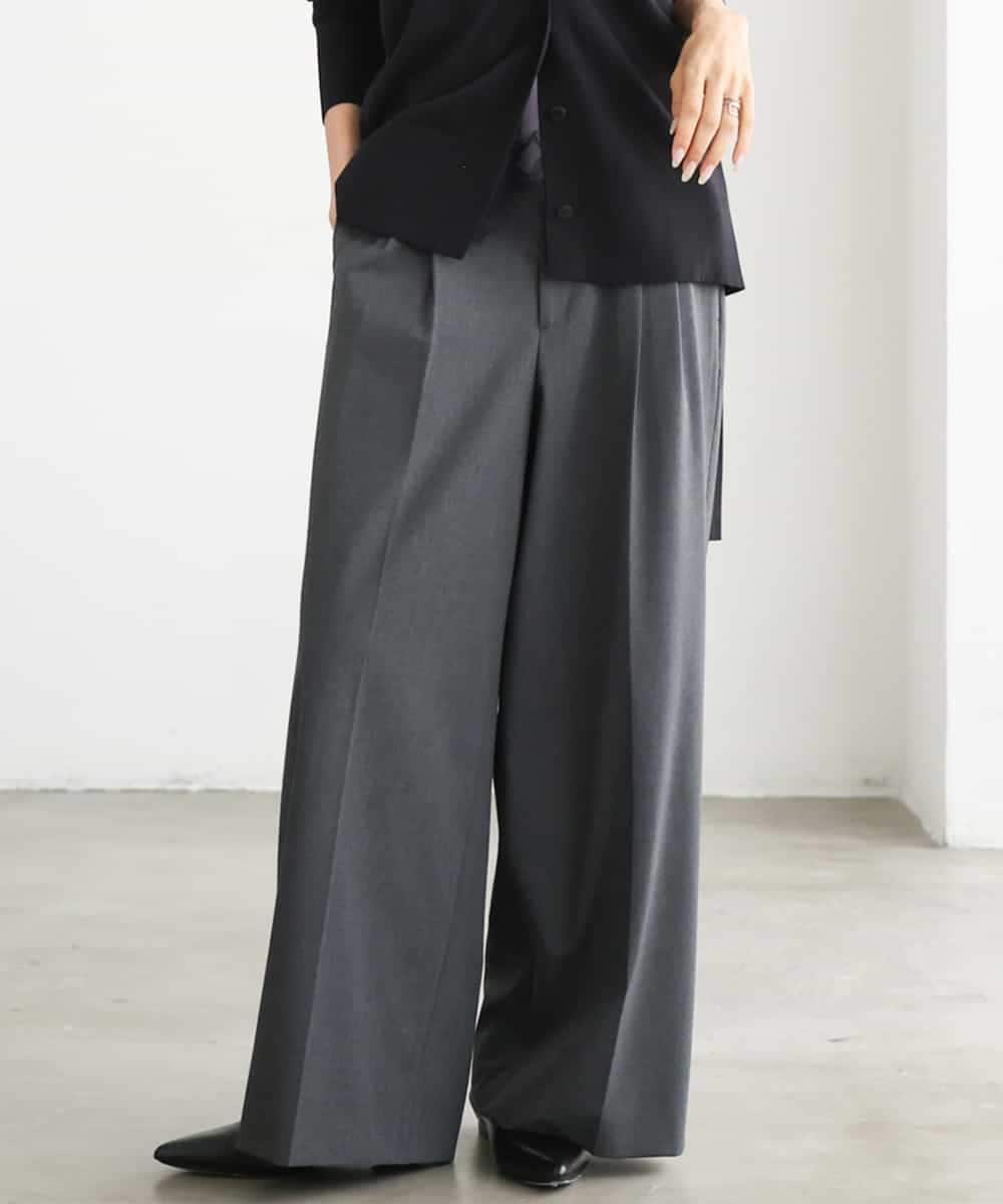 FMLJD04250 MICHEL KLEIN(ミッシェルクラン) ベルトデザインワイドパンツ ダークグレー