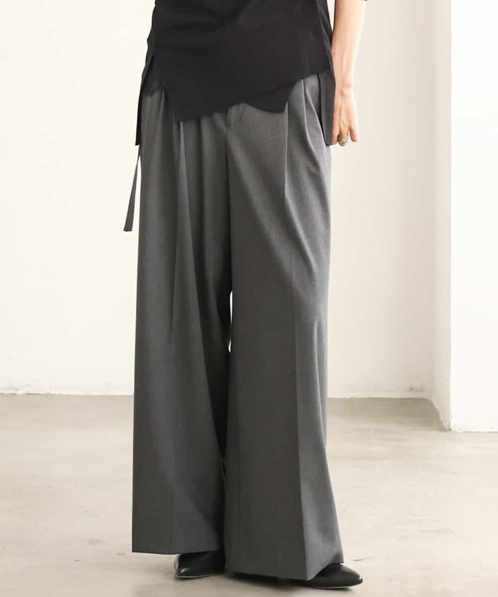 FMLJD04250 MICHEL KLEIN(ミッシェルクラン) ベルトデザインワイドパンツ ダークグレー