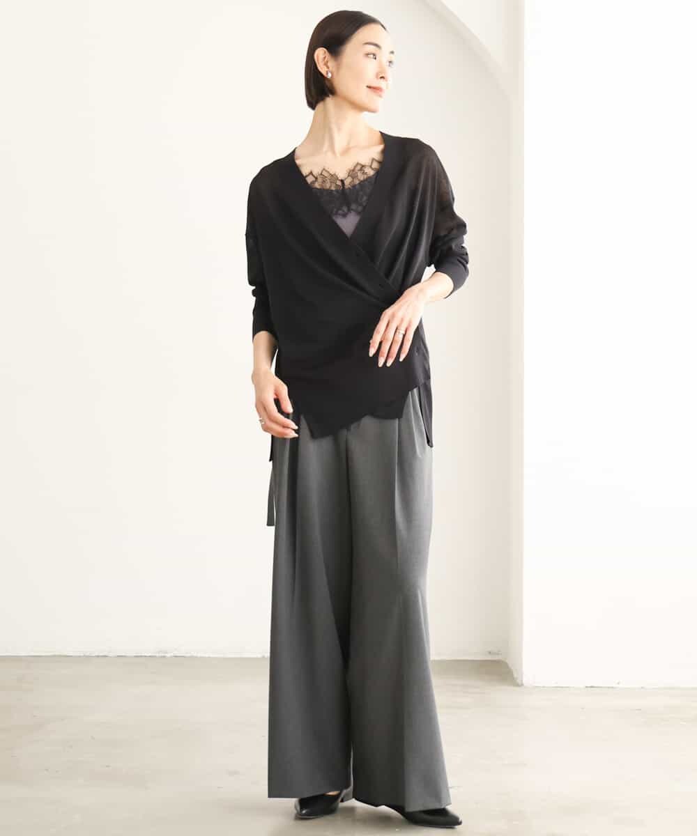 FMLJD04250 MICHEL KLEIN(ミッシェルクラン) ベルトデザインワイドパンツ ダークグレー