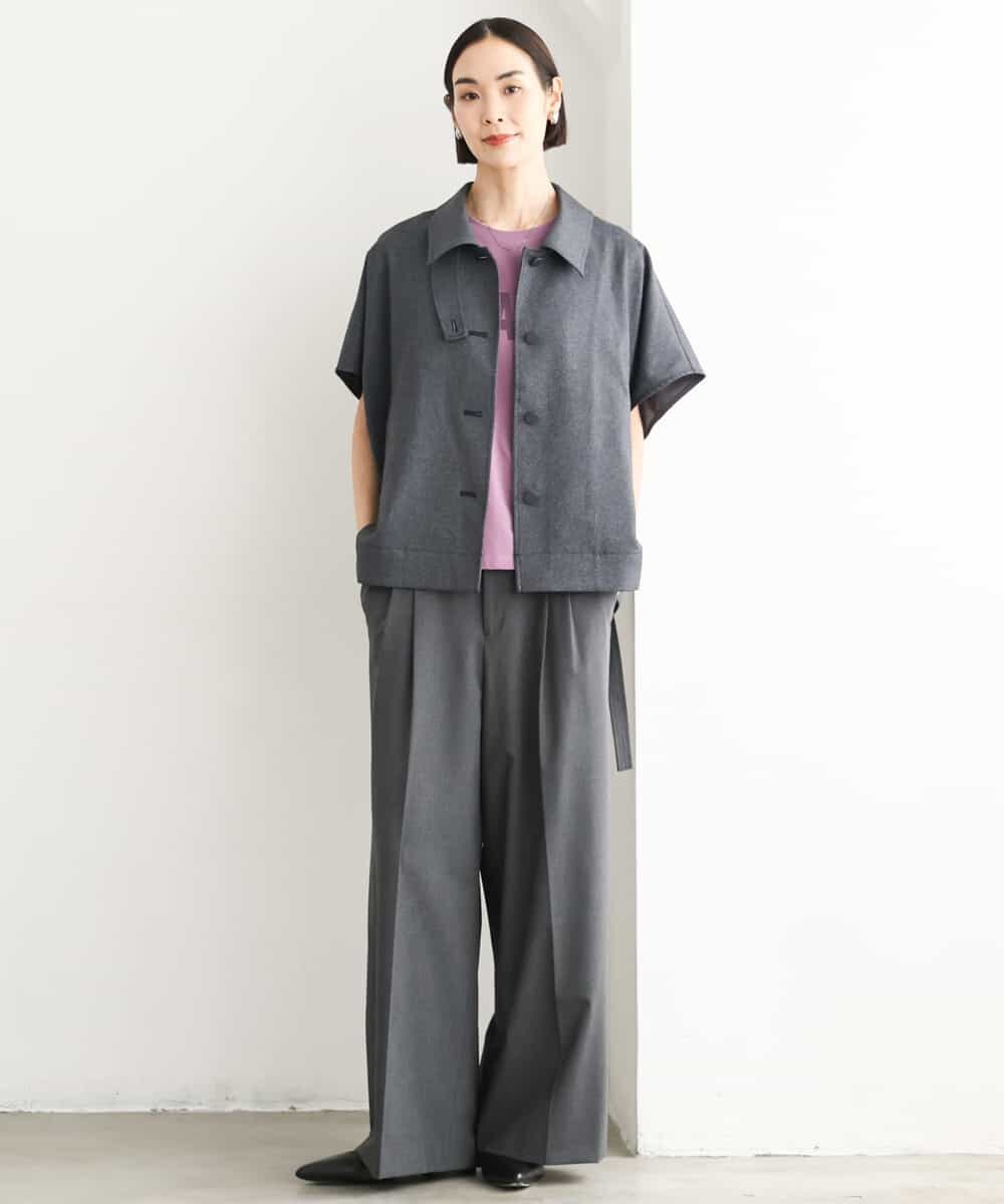 FMLJD04250 MICHEL KLEIN(ミッシェルクラン) ベルトデザインワイドパンツ ダークグレー