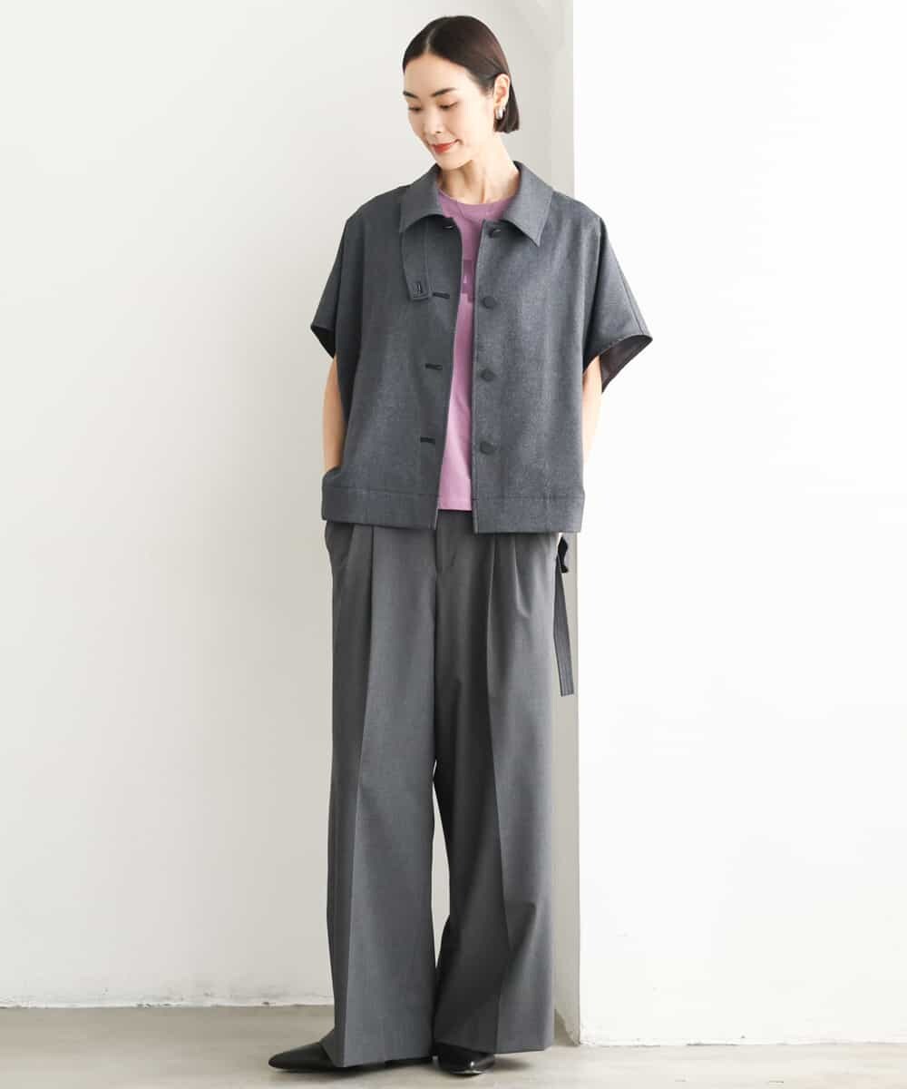 FMLJD04250 MICHEL KLEIN(ミッシェルクラン) ベルトデザインワイドパンツ ダークグレー