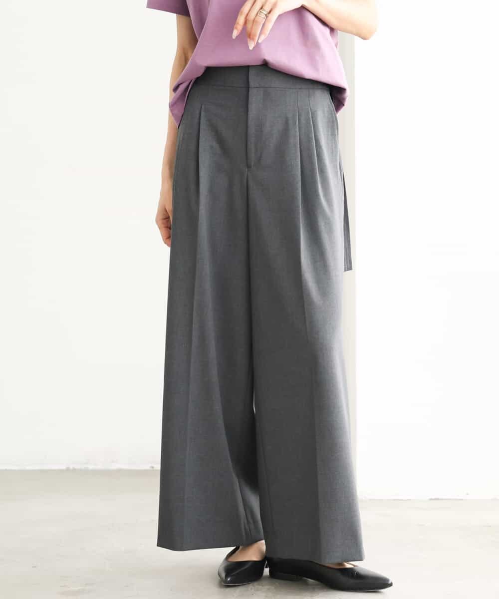 FMLJD04250 MICHEL KLEIN(ミッシェルクラン) ベルトデザインワイドパンツ ダークグレー