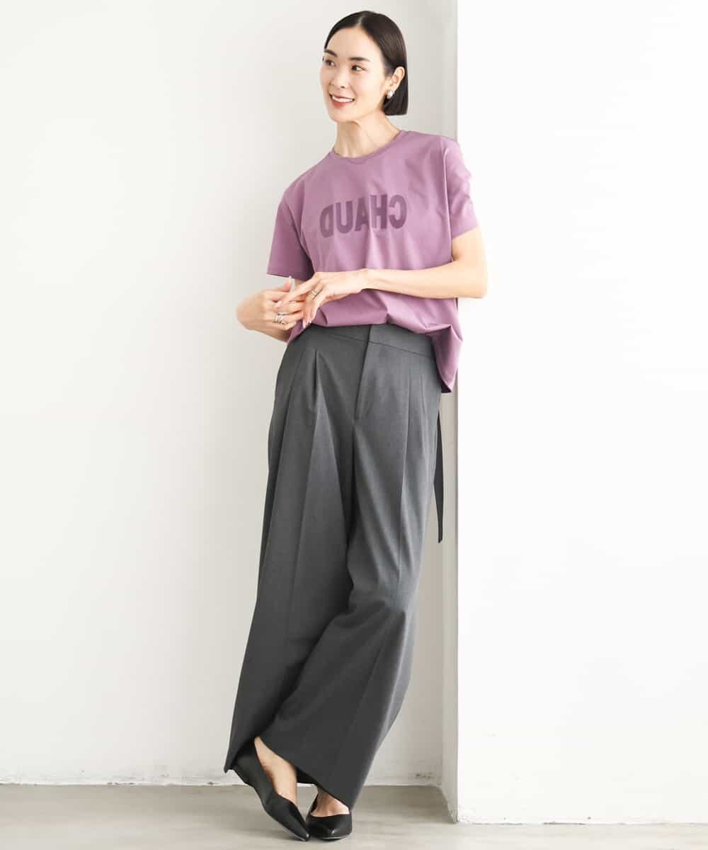FMLJD04250 MICHEL KLEIN(ミッシェルクラン) ベルトデザインワイドパンツ ダークグレー