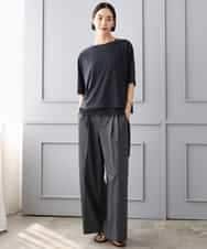 FMLJD04250 MICHEL KLEIN(ミッシェルクラン) ベルトデザインワイドパンツ ダークグレー