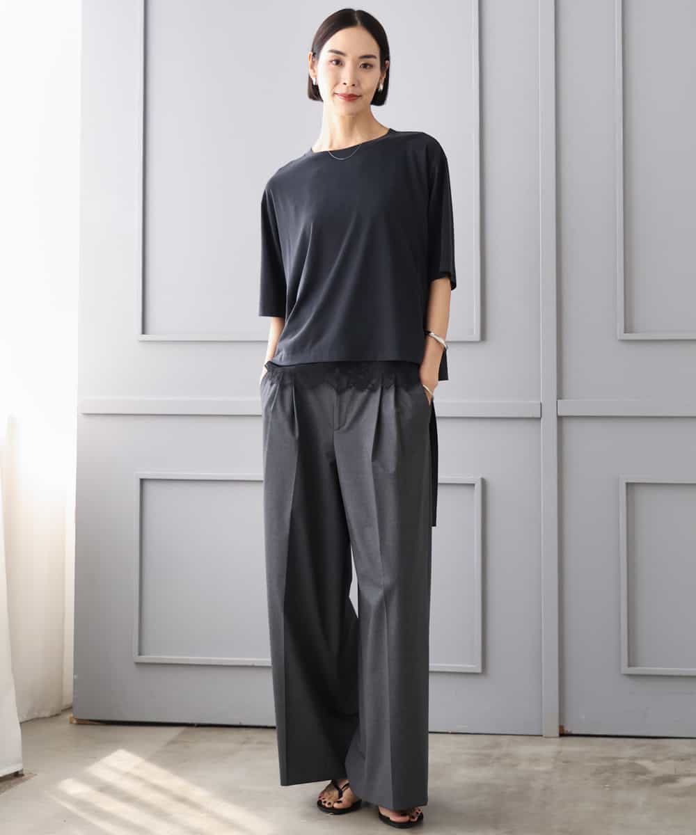 FMLJD04250 MICHEL KLEIN(ミッシェルクラン) ベルトデザインワイドパンツ ダークグレー