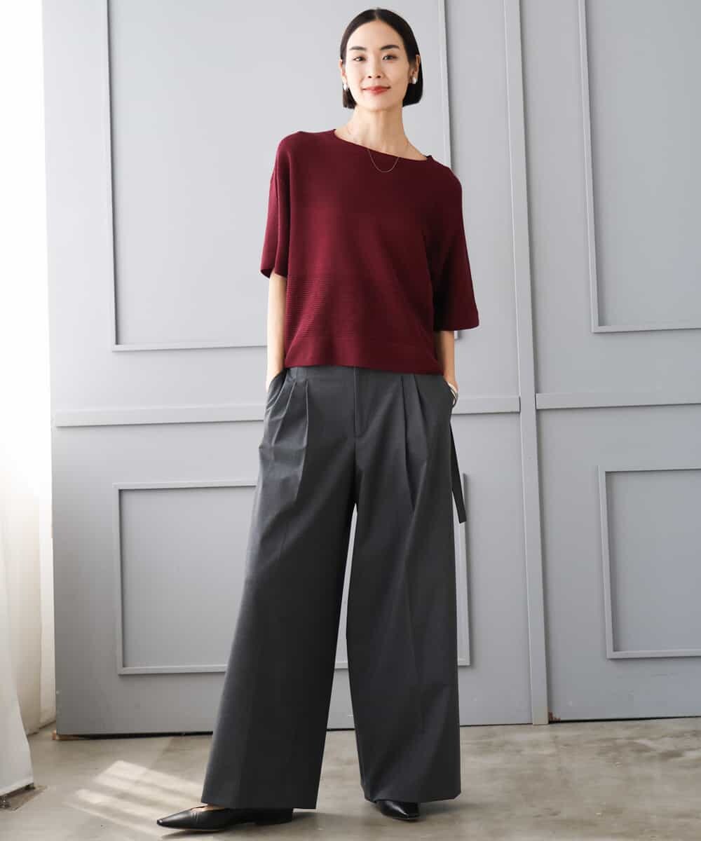 FMLJD04250 MICHEL KLEIN(ミッシェルクラン) ベルトデザインワイドパンツ ダークグレー
