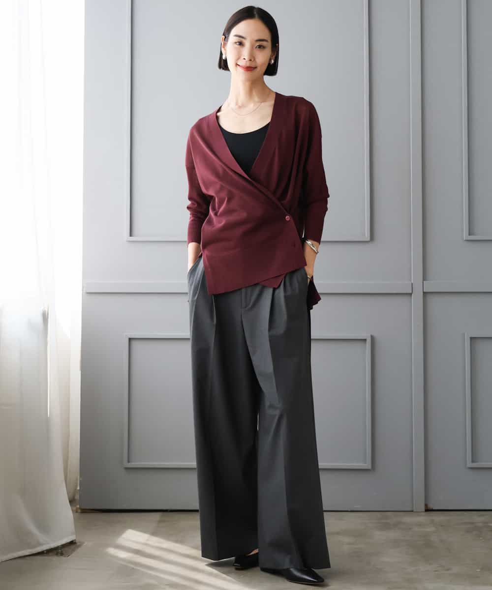 FMLJD04250 MICHEL KLEIN(ミッシェルクラン) ベルトデザインワイドパンツ ダークグレー