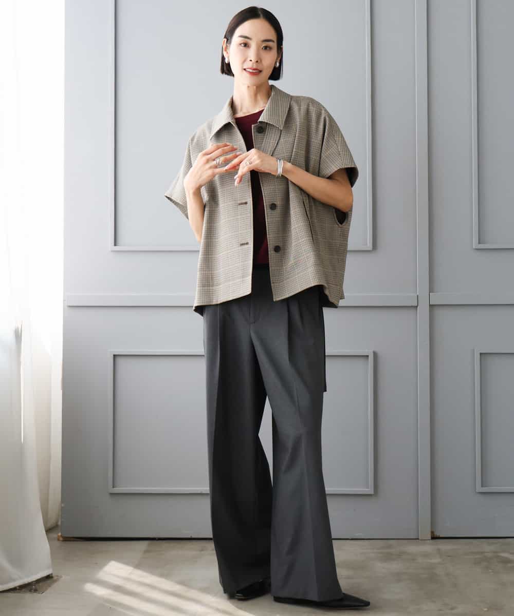 FMLJD04250 MICHEL KLEIN(ミッシェルクラン) ベルトデザインワイドパンツ ダークグレー