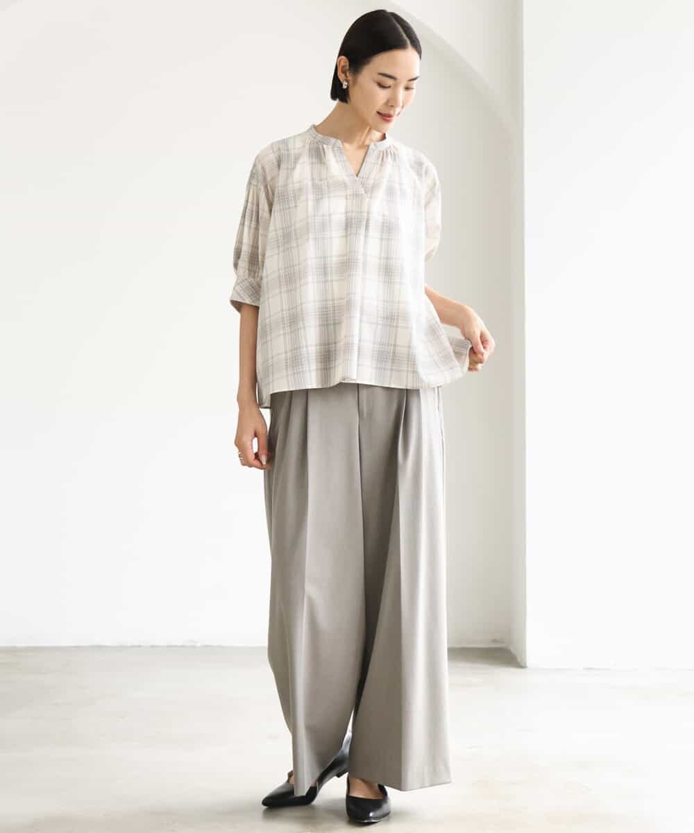 FMLJD04250 MICHEL KLEIN(ミッシェルクラン) ベルトデザインワイドパンツ ダークグレー