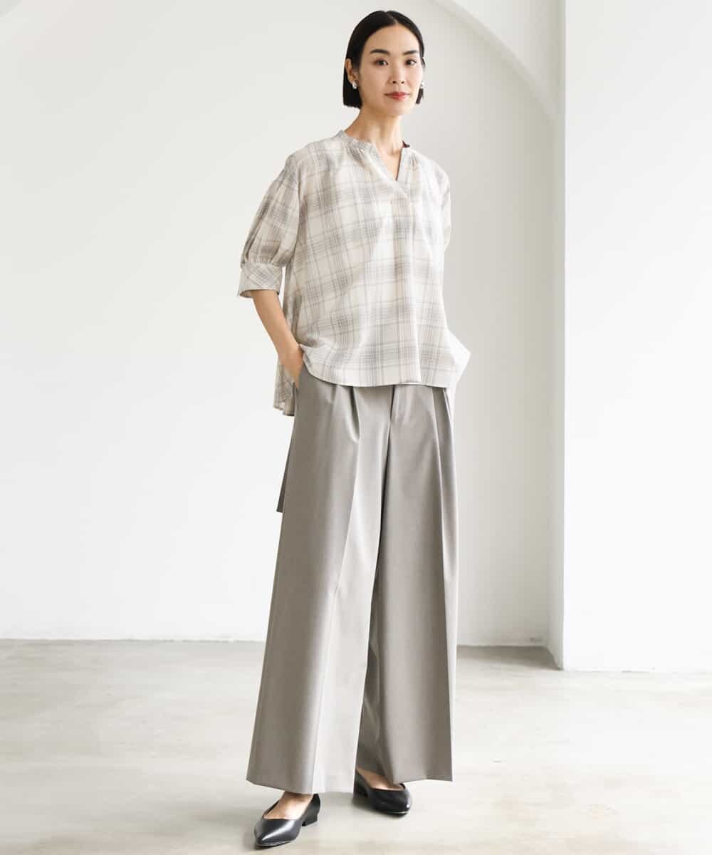 FMLJD04250 MICHEL KLEIN(ミッシェルクラン) ベルトデザインワイドパンツ ダークグレー
