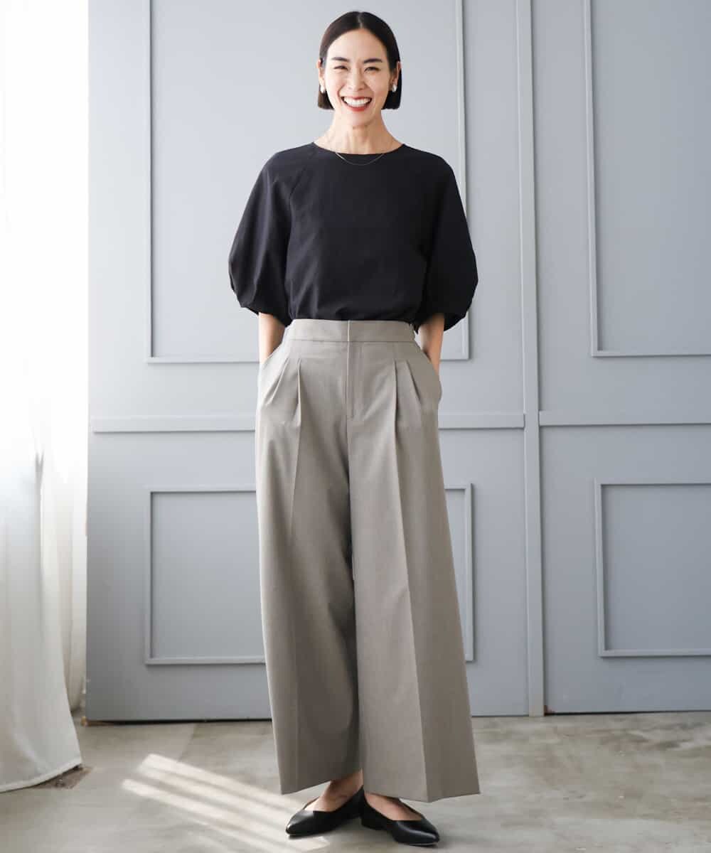 FMLJD04250 MICHEL KLEIN(ミッシェルクラン) ベルトデザインワイドパンツ ダークグレー