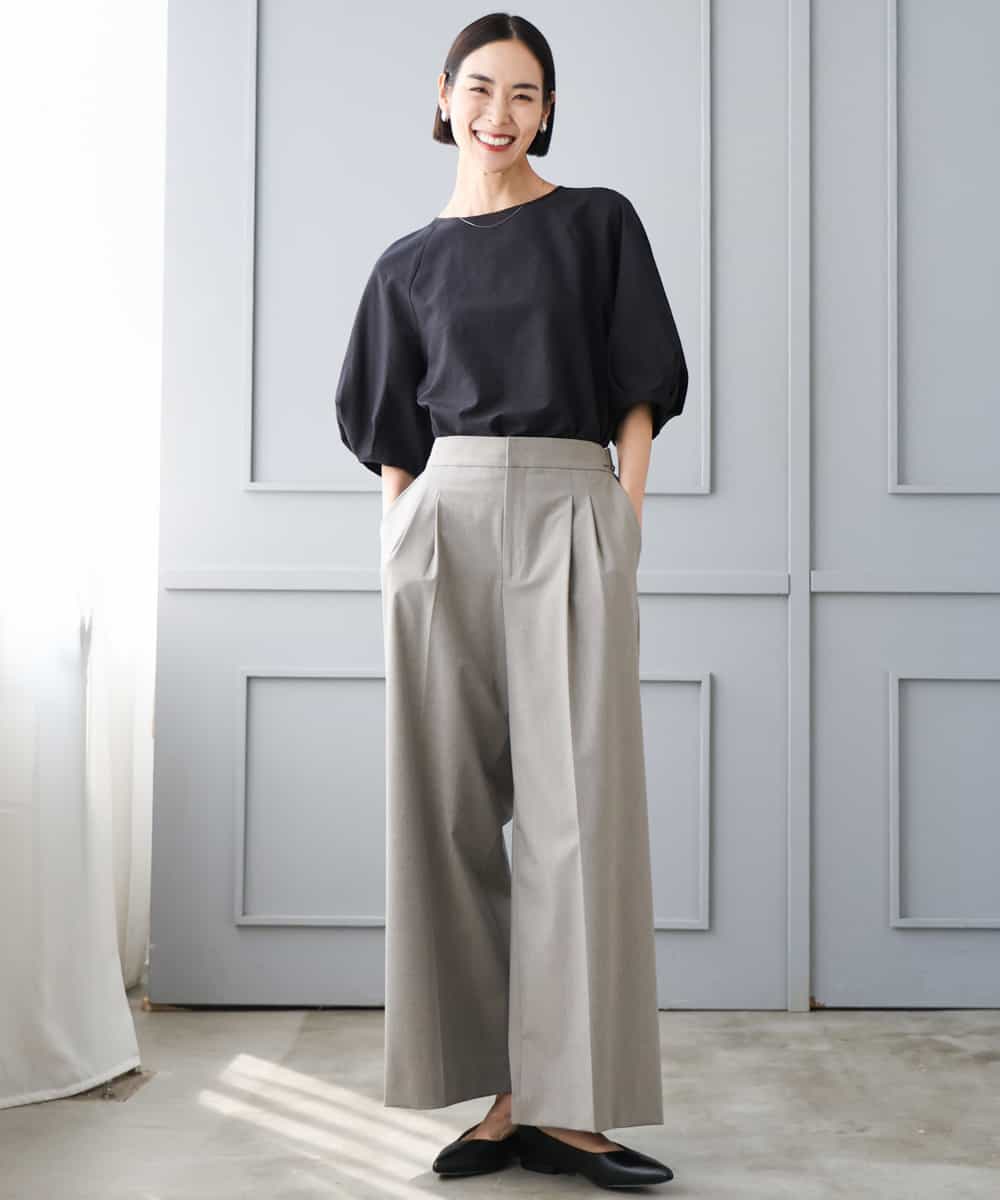 FMLJD04250 MICHEL KLEIN(ミッシェルクラン) ベルトデザインワイドパンツ ダークグレー