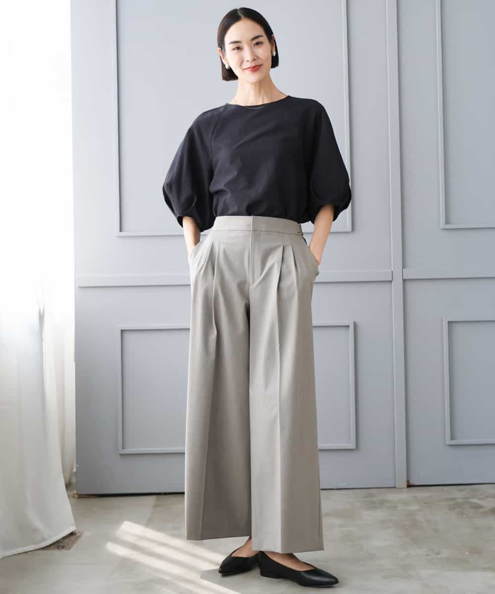 FMLJD04250 MICHEL KLEIN(ミッシェルクラン) ベルトデザインワイドパンツ ダークグレー