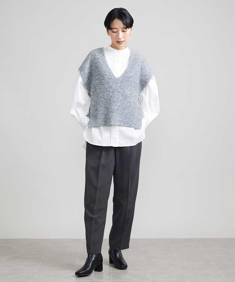 FMLJS20230 MICHEL KLEIN(ミッシェルクラン) ハイウエストバレルパンツ ダークグレー(93)
