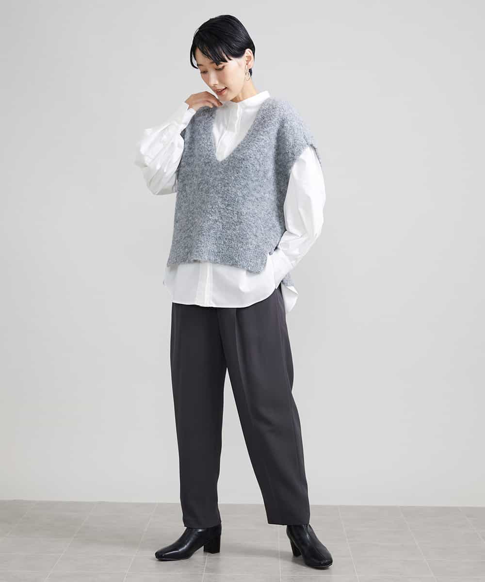 FMLJS20230 MICHEL KLEIN(ミッシェルクラン) ハイウエストバレルパンツ ダークグレー(93)