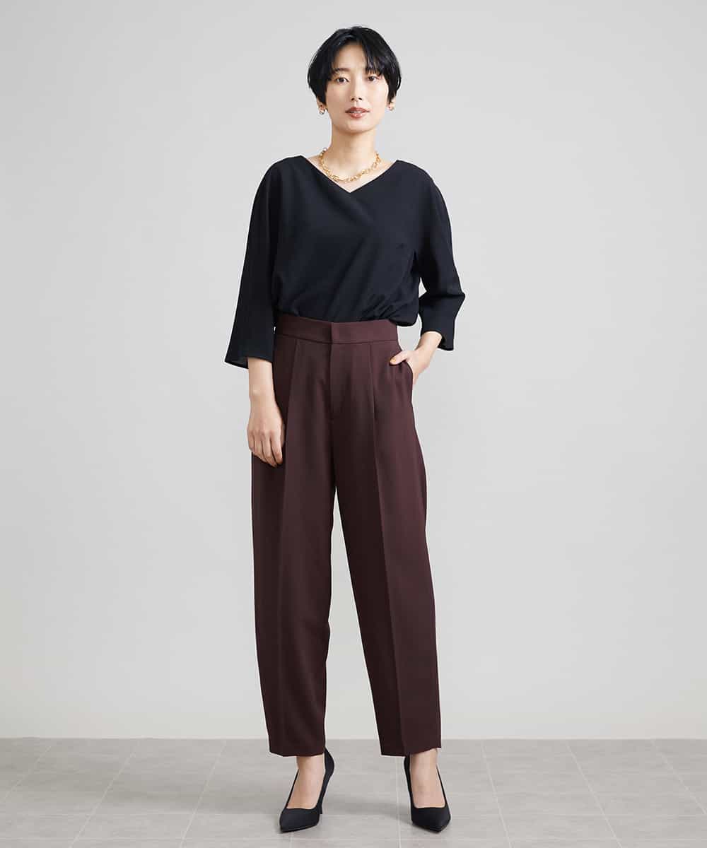 FMLJS20230 MICHEL KLEIN(ミッシェルクラン) ハイウエストバレルパンツ ダークグレー(93)