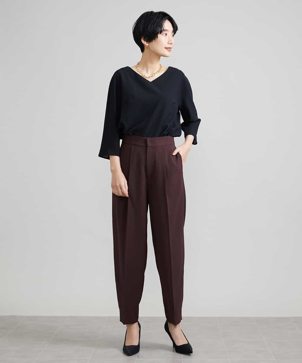 FMLJS20230 MICHEL KLEIN(ミッシェルクラン) ハイウエストバレルパンツ ダークグレー(93)