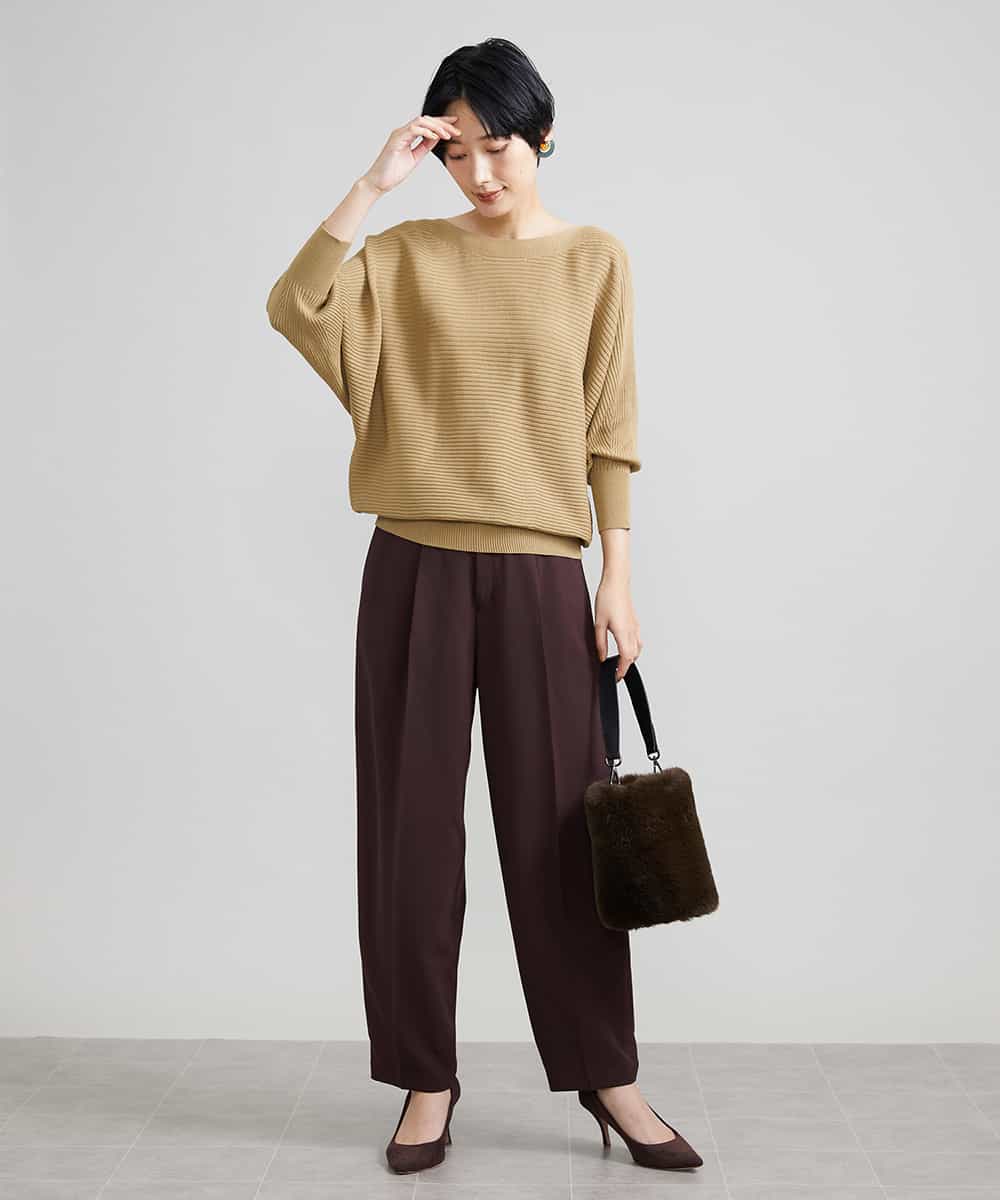 FMLJS20230 MICHEL KLEIN(ミッシェルクラン) ハイウエストバレルパンツ ダークグレー(93)