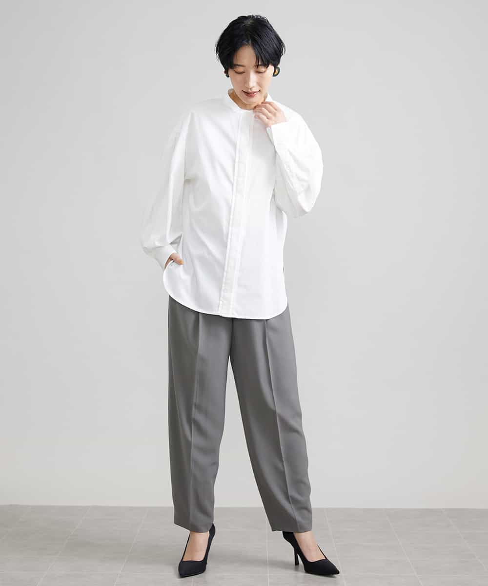 FMLJS20230 MICHEL KLEIN(ミッシェルクラン) ハイウエストバレルパンツ ダークグレー(93)