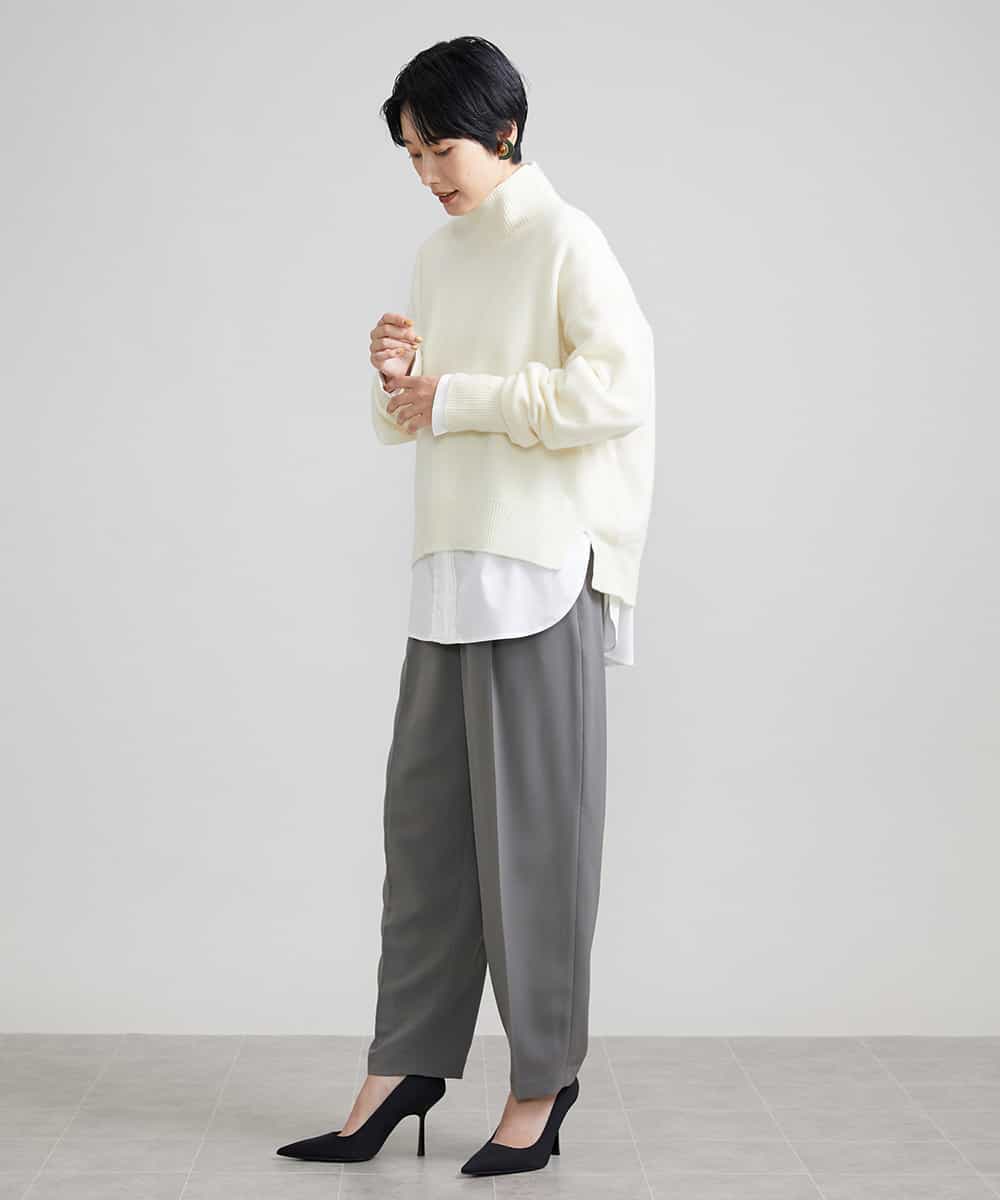 FMLJS20230 MICHEL KLEIN(ミッシェルクラン) ハイウエストバレルパンツ ダークグレー(93)