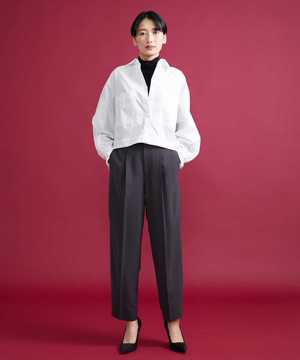 FMLJS20230 MICHEL KLEIN(ミッシェルクラン) ハイウエストバレルパンツ ダークグレー(93)