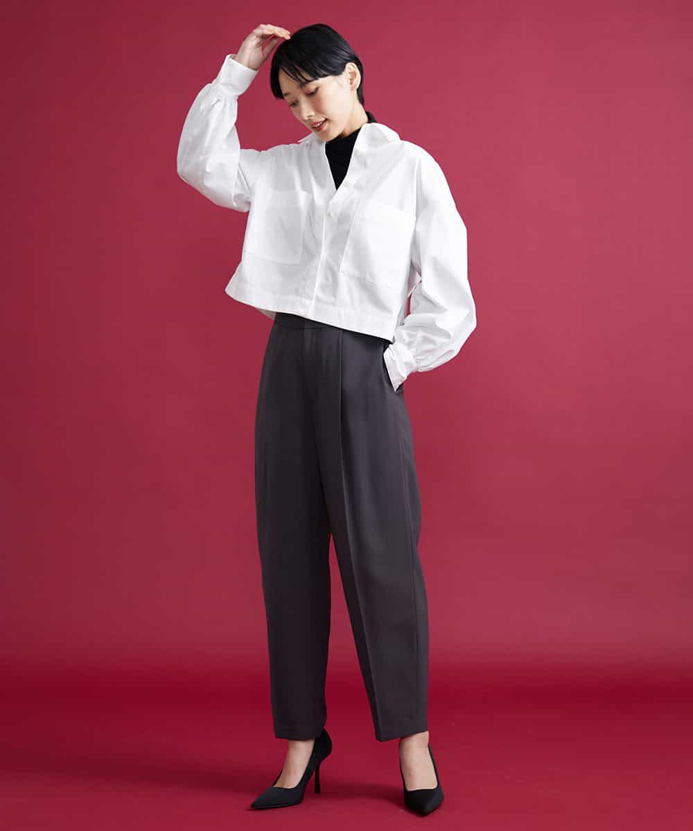 FMLJS20230 MICHEL KLEIN(ミッシェルクラン) ハイウエストバレルパンツ ダークグレー(93)