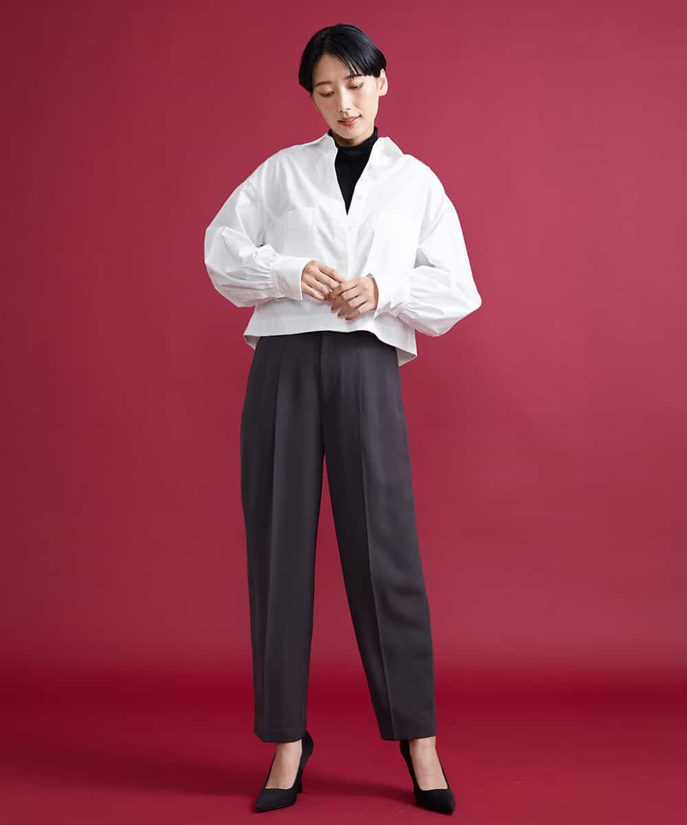FMLJS20230 MICHEL KLEIN(ミッシェルクラン) ハイウエストバレルパンツ ダークグレー(93)