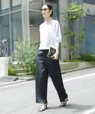 FMLJV03200 MICHEL KLEIN(ミッシェルクラン) [セットアップ対応]サテンワイドパンツ ネイビー(57)