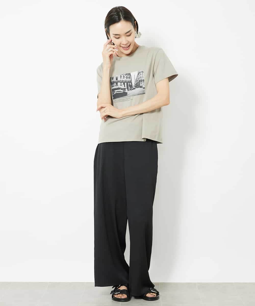 FMLJV03200 MICHEL KLEIN(ミッシェルクラン) [セットアップ対応]サテンワイドパンツ ネイビー(57)