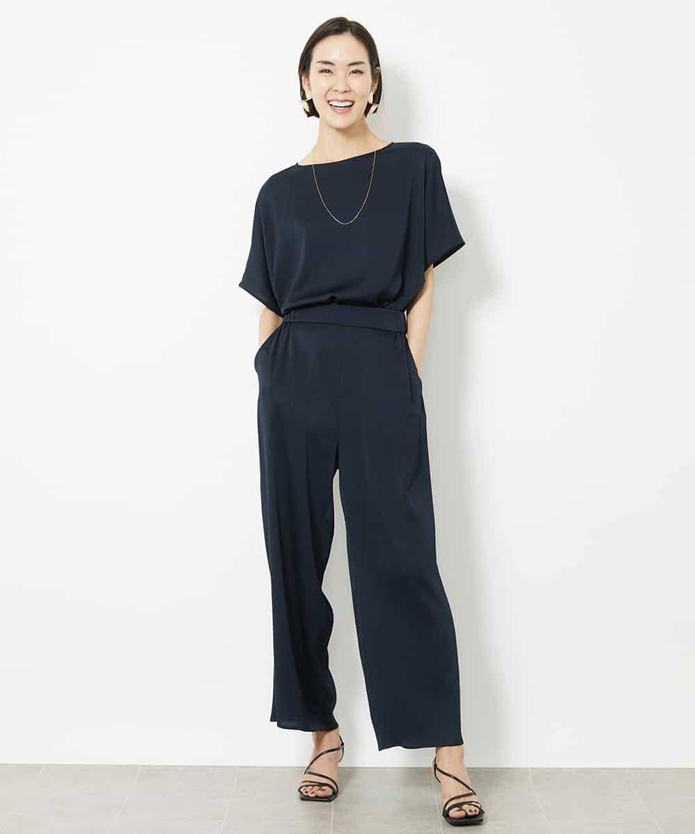 FMLJV03200 MICHEL KLEIN(ミッシェルクラン) [セットアップ対応]サテンワイドパンツ ネイビー(57)