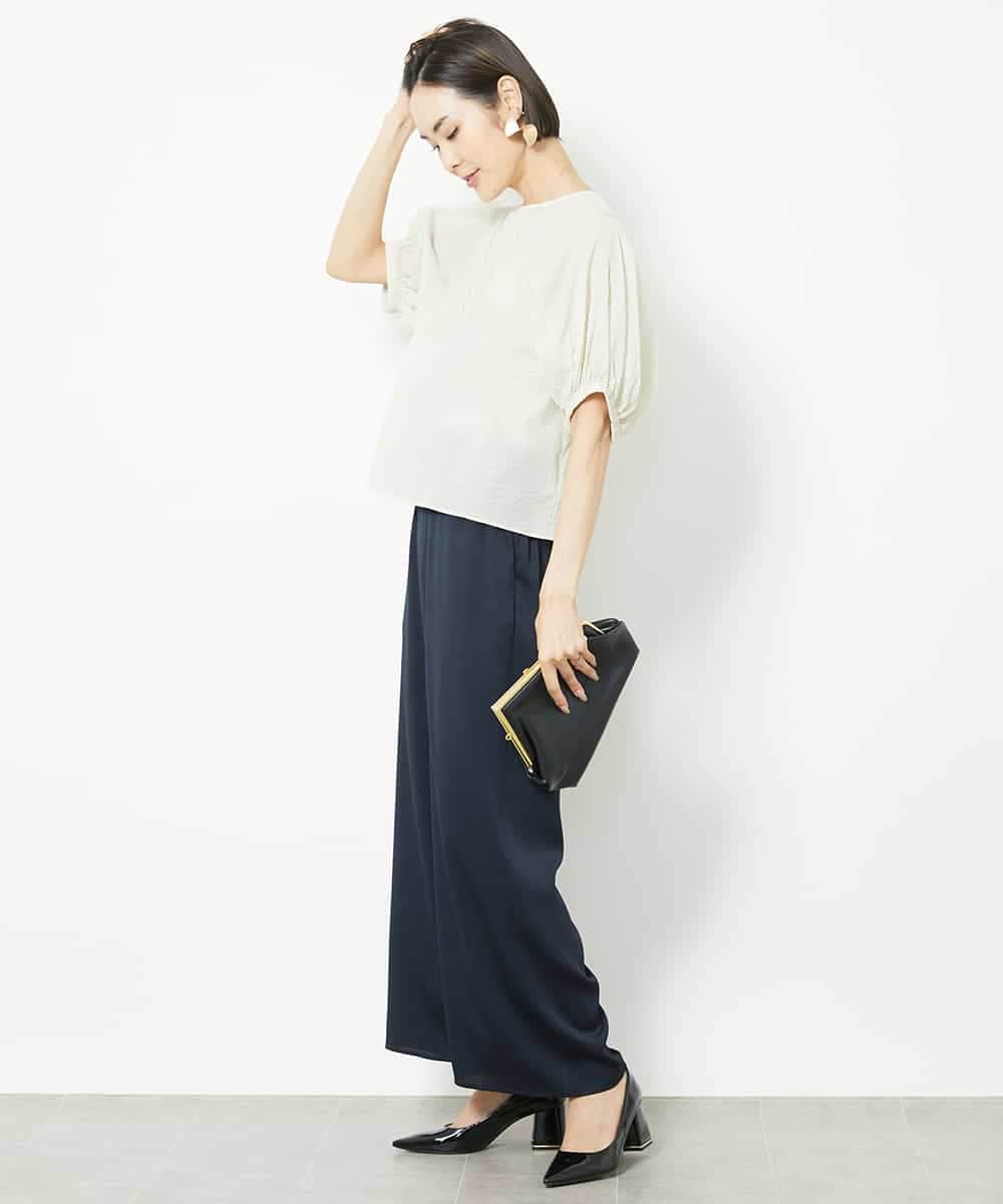 FMLJV03200 MICHEL KLEIN(ミッシェルクラン) [セットアップ対応]サテンワイドパンツ ネイビー(57)