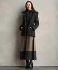 FMPAG50290 MICHEL KLEIN(ミッシェルクラン) ホールガーメント(R)バイカラーニットワンピース ネイビー