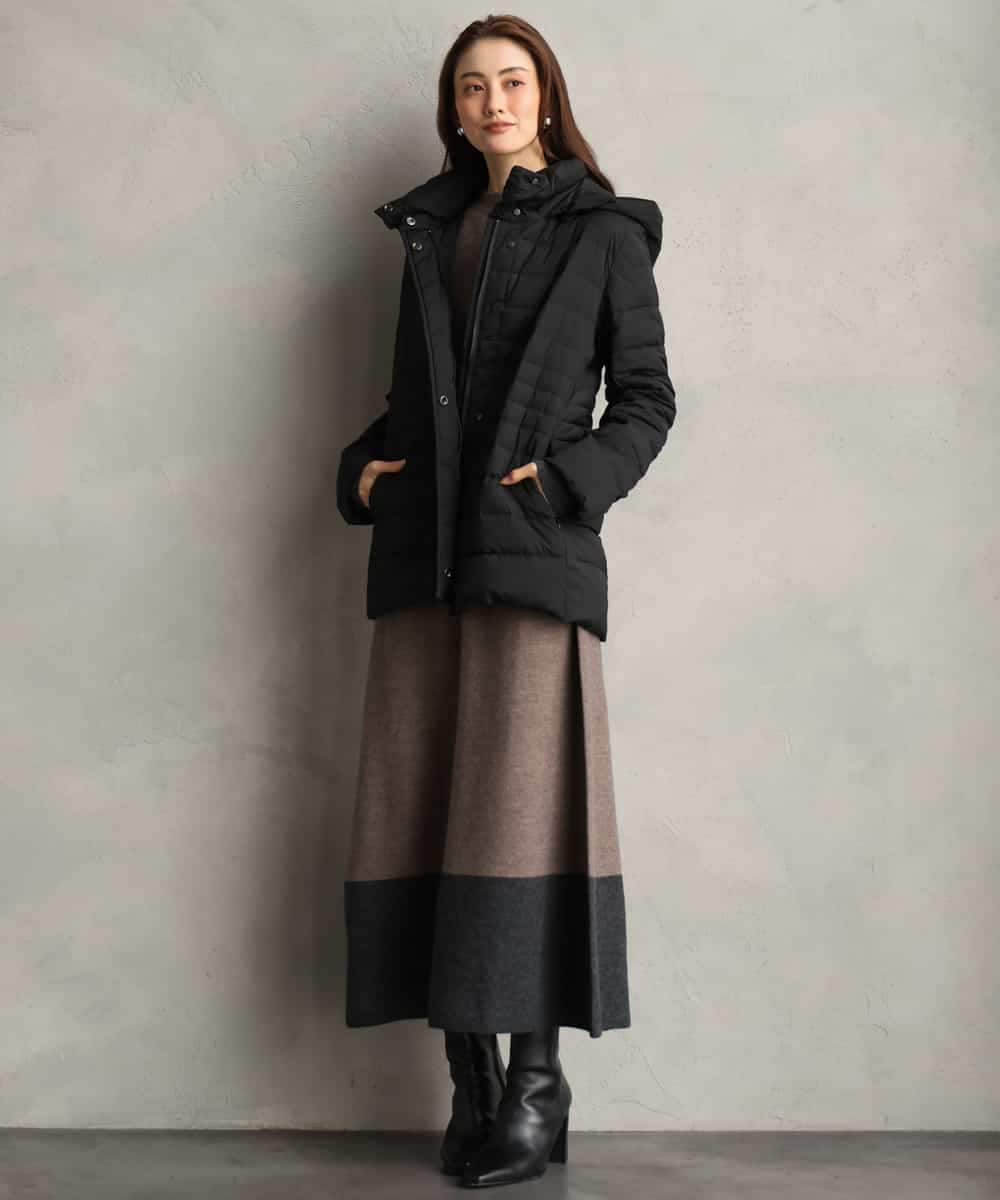 FMPAG50290 MICHEL KLEIN(ミッシェルクラン) ホールガーメント(R)バイカラーニットワンピース ネイビー