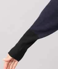 FMPAG50290 MICHEL KLEIN(ミッシェルクラン) ホールガーメント(R)バイカラーニットワンピース ネイビー