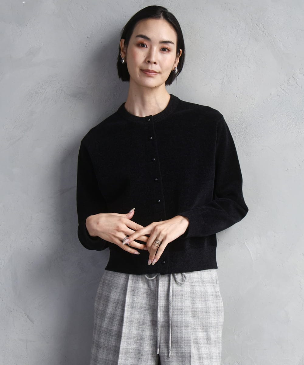 FMSAD11230 MICHEL KLEIN(ミッシェルクラン) コンパクトモールカーディガン ライトブルー