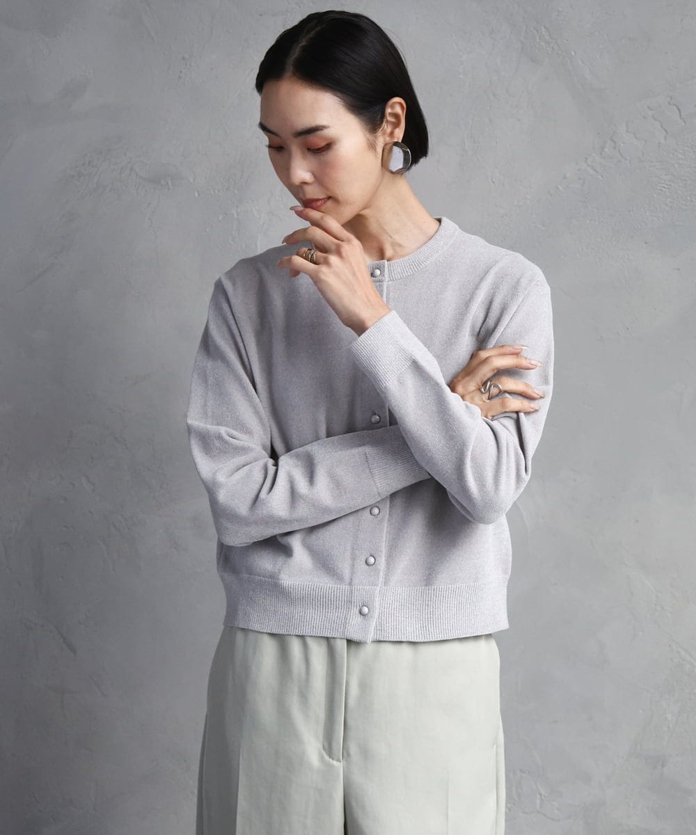 FMSAD11230 MICHEL KLEIN(ミッシェルクラン) コンパクトモールカーディガン ライトブルー