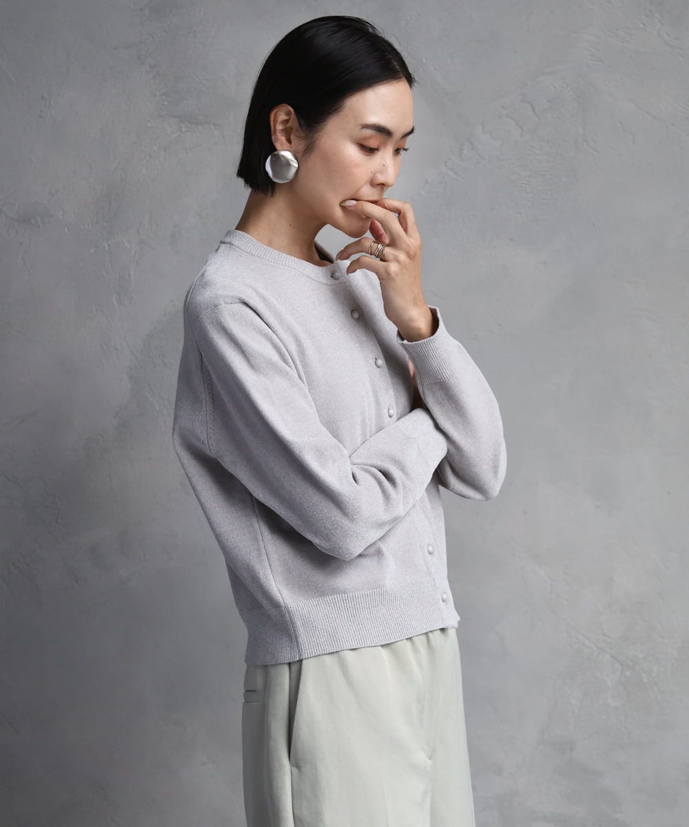 FMSAD11230 MICHEL KLEIN(ミッシェルクラン) コンパクトモールカーディガン ライトブルー