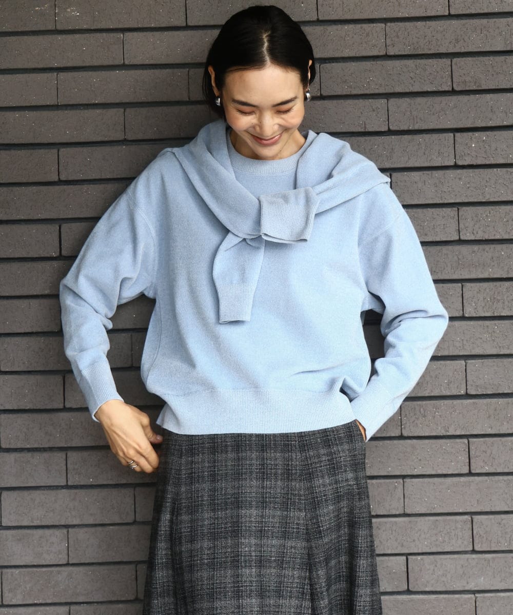 FMSAD11230 MICHEL KLEIN(ミッシェルクラン) コンパクトモールカーディガン ライトブルー